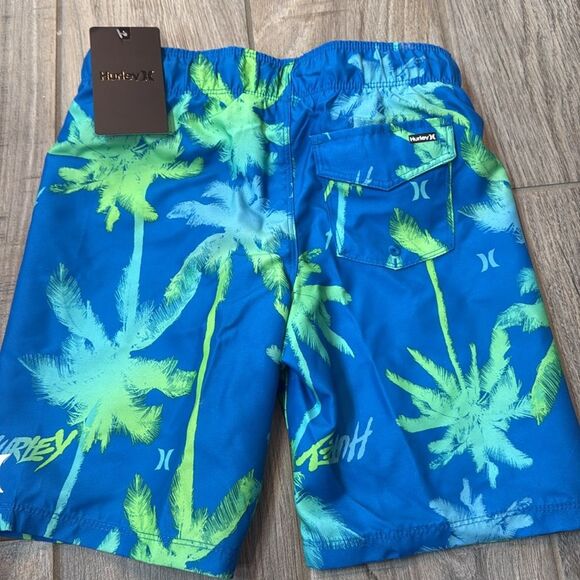NWT HURLEY Palms‎ Boys Boardshorts Swim Electric Blue Size 6 Palm Trees - Picture 9 of 12